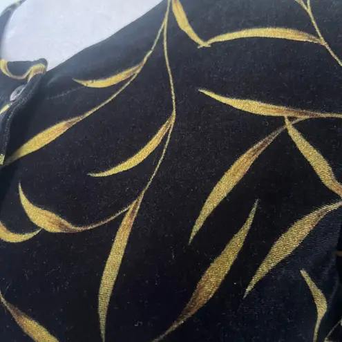 Vtg Casual Corner Annex 90s Velvet Crop Jacket Sz 6 Whimsigoth Gold Leaf Retro Black