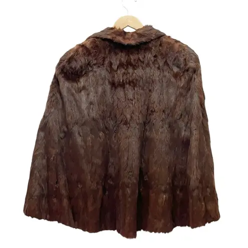 Vintage 1950s Mink Fur Capelet Stole Jacket Dark Brown ZCMI Salt Lake City Utah