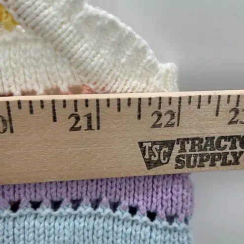 Design History Pastel Rainbow Stripe Knit Tank Top Sweater Crochet Cotton Sz XXL