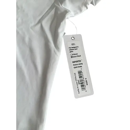 LUCKY IN LOVE White V Neck T Shirt Size Small NEW with tags