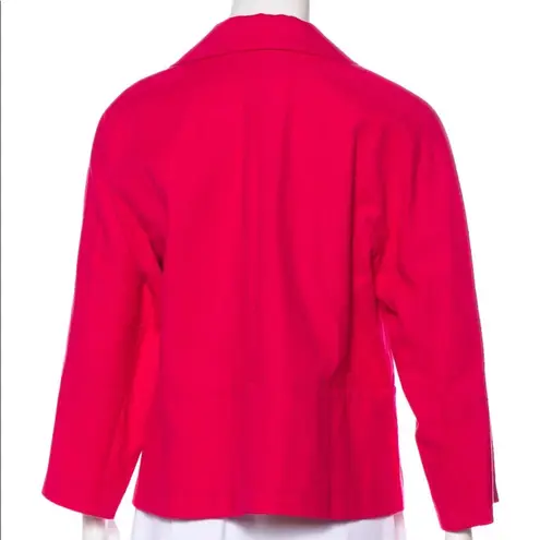 Lafayette 148  Fuchsia Wing Lapel Long Sleeve Blazer hook & eye closure size 8 🆕