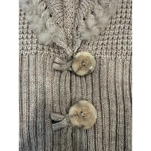 John Fashion Long Sleeve Waffle Knit Stylish Cardigan Sweater Beige Womens Large