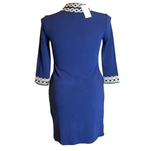 Charter Club Womens Ottoman Sheath Dress Pullover Knit Blue Gold Petite Large
