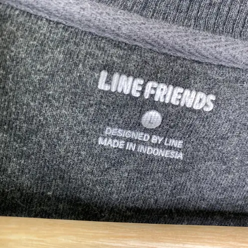 Line Friends Green Bean Soup Grey Crewneck Sweatshirt Women's Size Large L Gray
