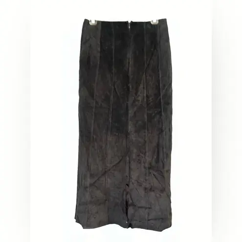 Vintage Leather Lined Long Skirt with Slit Brown Size 4