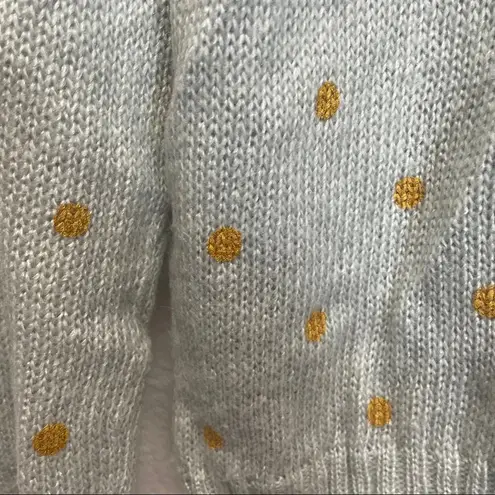 Wooden Ships  Slate Gray & Gold Polka Dot Mohair Wool Blend Long Sleeve Sweater