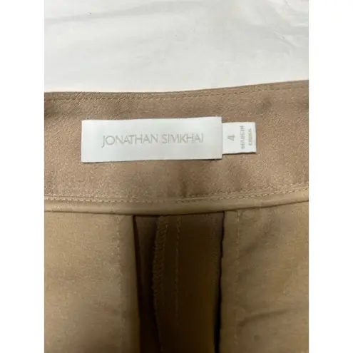 Jonathan Simkhai Carolina Satin Cargo Pant in Nutmeg. Size 4. *with Flaw*