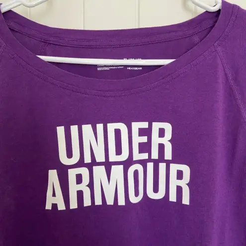 Under Armour EUC |  women’s long sleeve heat gear purple decal tshirt —‎ XL