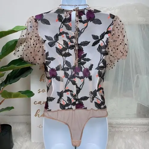 BELLEVUE THE LABEL Surrender Mesh Lace Bodysuit Size Small NWT Black