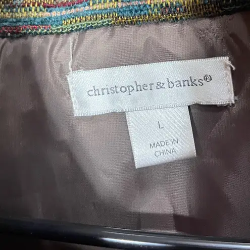 Christopher & Banks Multi Color Striped Button Front Woven Vest Size L