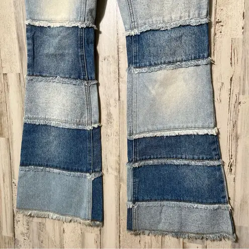 Zana Di Vintage Y2K Patchwork Raw Hem Flare Mid Rise Jeans Womens Size 3/29