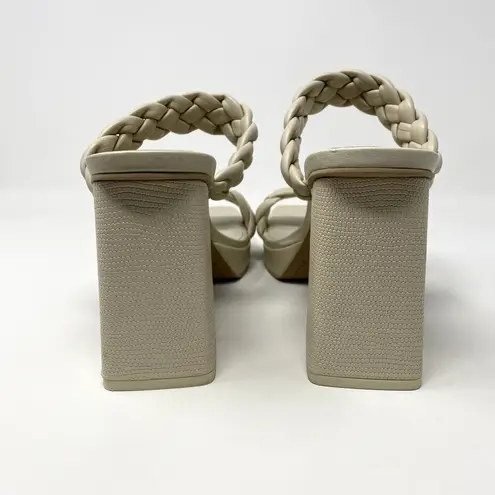 Dolce Vita Ivory Ashby Platform Braided Faux Leather Sandal Block Heels 9.5 White