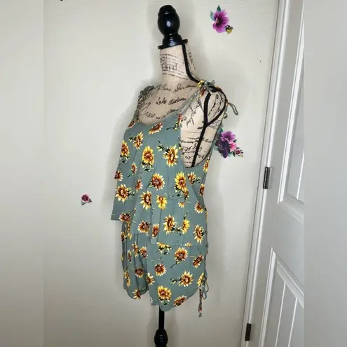 Military Hippie Sunflower Tank Top Short Set
