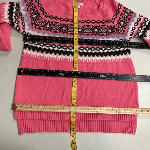 NEW YORK & CO Southwest Aztec Print Pullover Pink Size Small Fiesta Pink