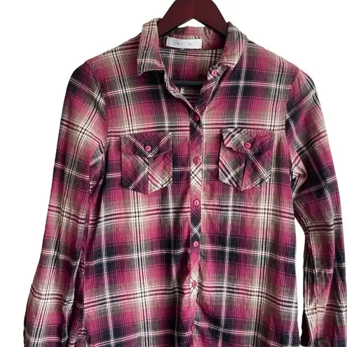 Eden & Olivia Women Top S Red Plaid Long Sleeve Button Up Western Cowgirl Grunge