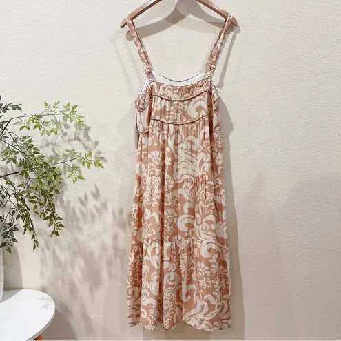 Greylin Sita Print Tiered Midi Dress with Piping Detail Size Small NWT Cottage