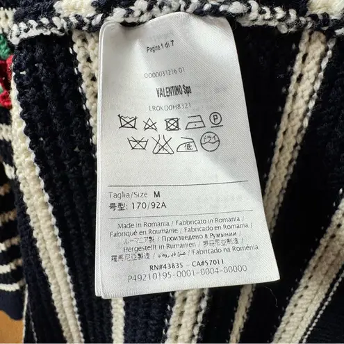 Red Valentino London Kaye Long Sleeve Knit Sweater Dress Stripes Crochet Medium