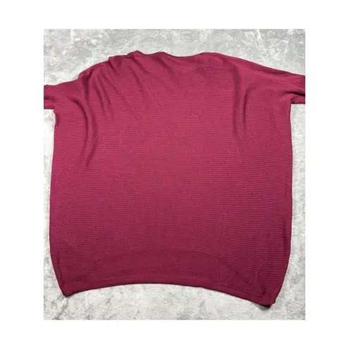 Lafayette 148 New York Burgundy Ribbed Knit Dolman Sleeve Top Pullover Small