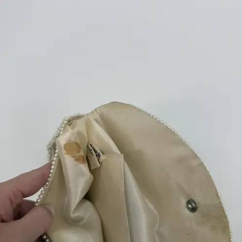 Bonsoir Vintage Beaded Clutch Bag Evening Bag Satin Glam