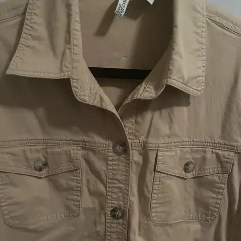 st. john's bay  Beige Stretch Cargo Jacket with Applied Pockets Women's sz XL