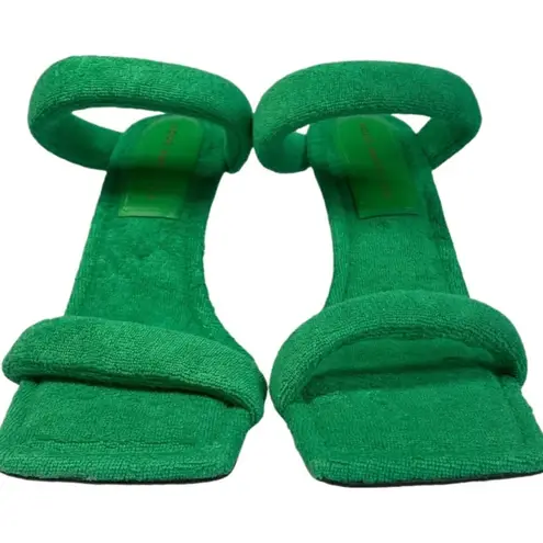 Good American green terry cloth strap heel