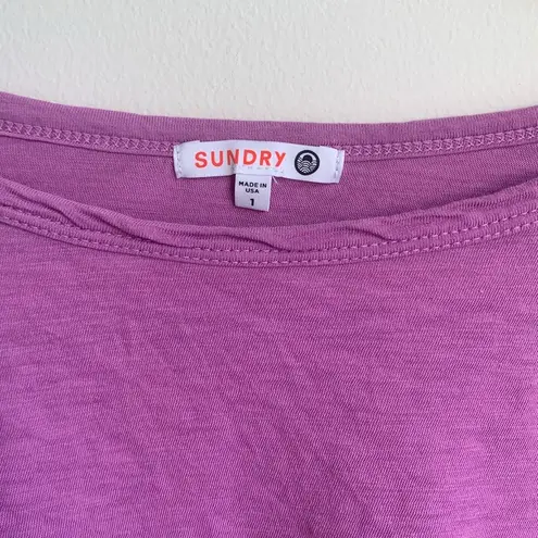 Sundry Tiered Double Ruffle Long Sleeve Tee PURPLE