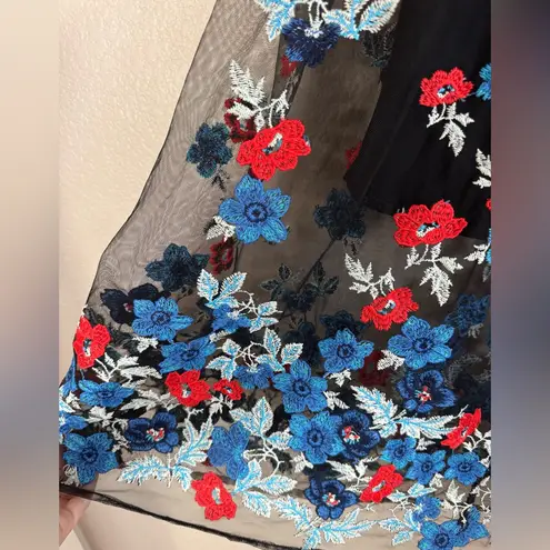 Maje  Jamie Black Floral Embroidered Tulle Midi Skirt size 1 Small $395 thumbnail 15