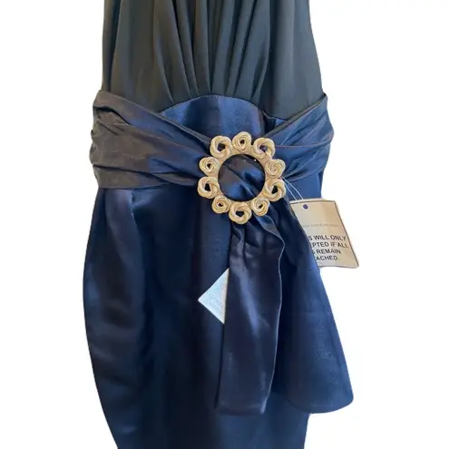 Jacquemus NWT Black & Navy Belted Drop Waist, Plunging Neckline Dress, Size 36