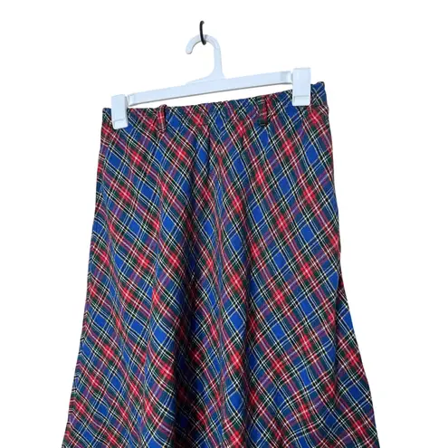 Requirements Vintage  Plaid Midi Skirt Size 9/10 Blue Red Green Elastic Waist