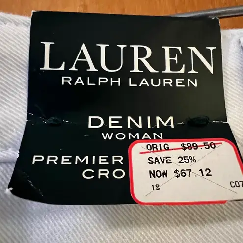 Ralph Lauren Lauren  White Crop Jeans Pants Cropped Straight NWT Size 16W FLAW