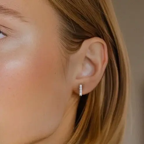 Boutique Sparkling Diamond Bar Stud Earrings | 14k White Gold over Sterling Silver