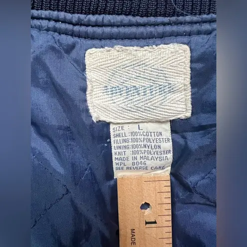 Vintage unisex’s Denim Jacket with Red Accents size L Blue Size L