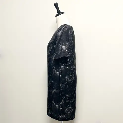 Michael Kors Black White Gray Marble Print Short Sleeve Semi Sheet Shift Dress 6