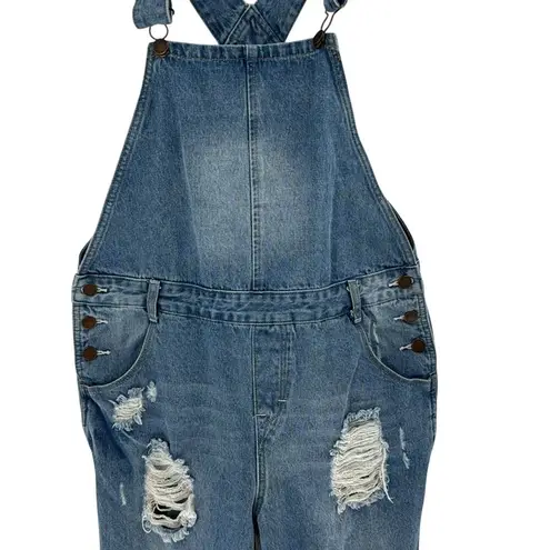 Mod Ref Boyfriend Distressed Denim Overalls bibs artsy school festival size S