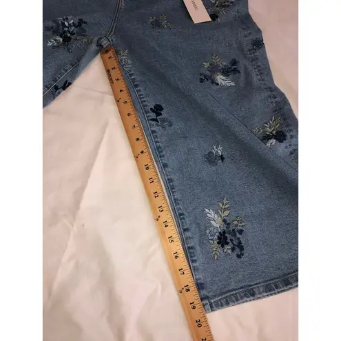 Driftwood Amie Culotte Size 12 Summer Blues Wide Leg Cropped Jeans Embroidered