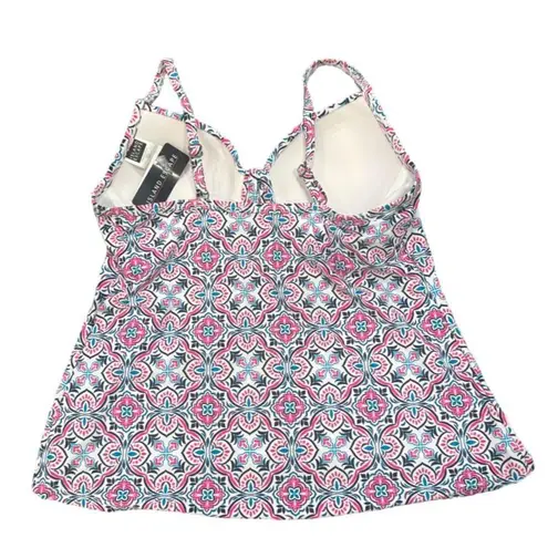 Island Escape Valencia Underwire Tankini Top White Size 8 Pink