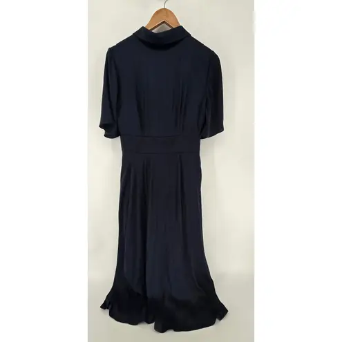 Boden USA Boden Navy Blue Button Front Flutter Sleeve Midi Shirt Dress Size US 6 UK 10