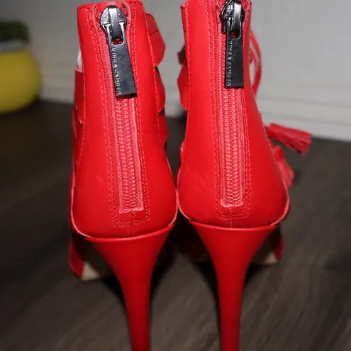 Womens Vince Camuto Narrital Lace Up Caged Dress Sandals 7 1/2 Red Size 7.5