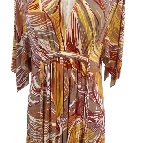 Rachel Pally Caftan Maxi Dress Kimono Sleeve Magnolia Print Size Medium