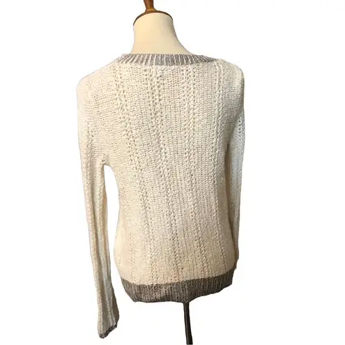 Anthropologie Moth Cream Silver Knit wool blend Sweater Silver