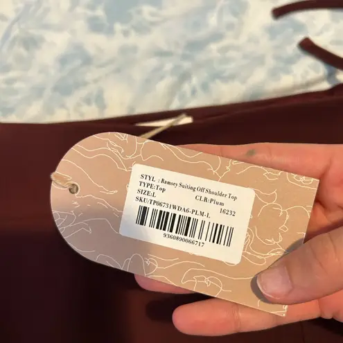 Meshki Ramsey Suiting Off Shoulder Top Plum