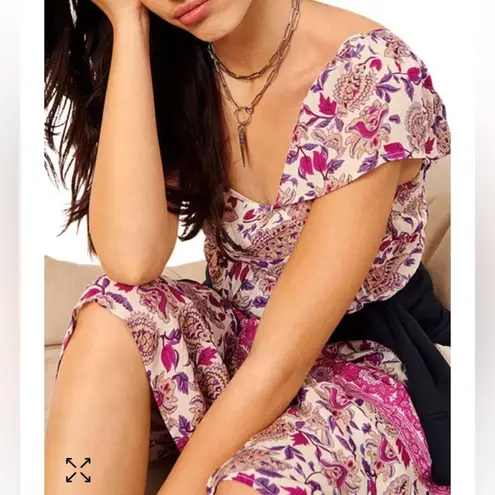 Ba&sh YSEE FLORAL MIDI DRESS FLUTTER CAP SLEEVE LAGOONLOOK GRANNYCORE VISCOSE