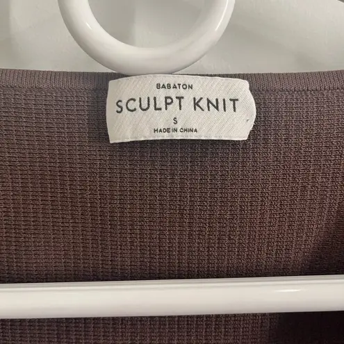 Babaton Brown Ribbed Crop Top Aritzia stretch sculpt knit