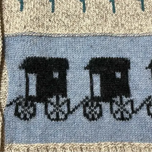 Woolrich Vintage Beige and Blue Patterned Cardigan 1980s