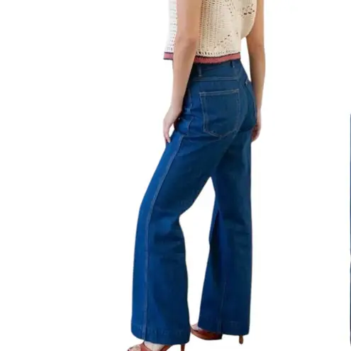 RE/DONE NWD 70s Wide Leg Patch Pocket Jeans Blue True Rinse Wash Women’s Size 32