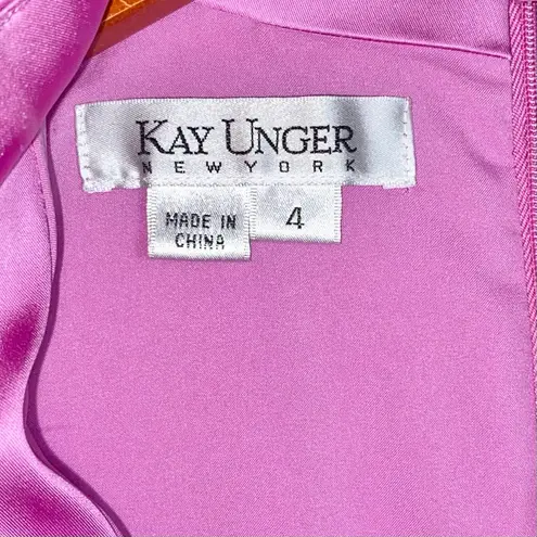 Kay Unger Pink V-Neck Sleeveless Ruched Front Mini Sheath Cocktail Dress