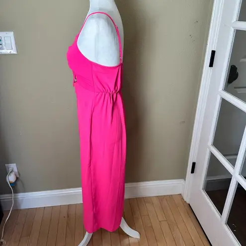 Topshop Hot Pink Cut Out Tie Front Midi Dress Size 6