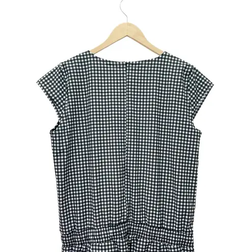ALBION FIT NWT Albion Black Check Jumpsuit Size LP Large Petite Short Sleeve Travel Stretch