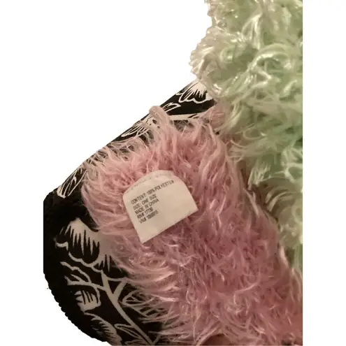 Vintage Y2K Furry Green Scarf Fuzzy Neon Pastel