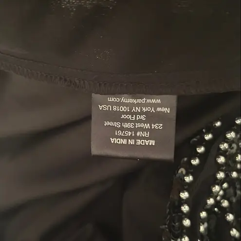 Parker Black Fully Beaded Art Deco Evening Gown Mesh Illusion Maxi Dress Size 4